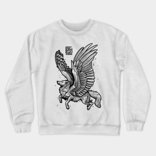 Winged Wolf Crewneck Sweatshirt by Psydrian